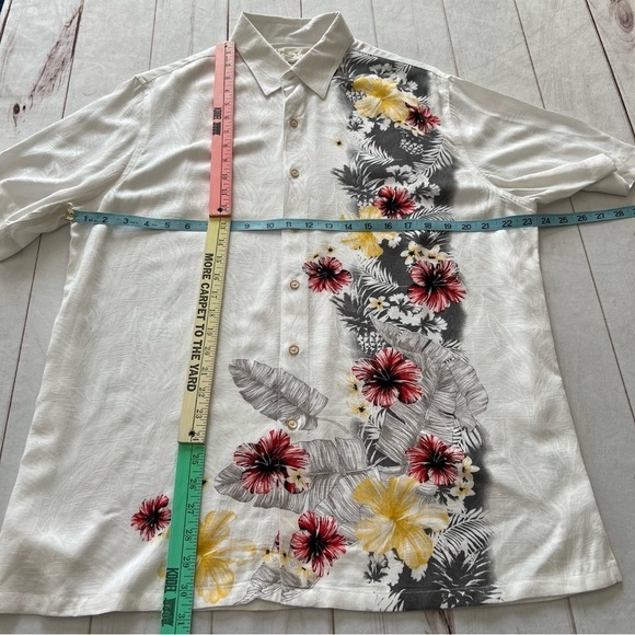 Tasso Elba Men’s White and Yellow Casual Button Down Shirt Floral Design Sz L - Picture 10 of 15